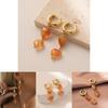 Fashionable Heart Shaped Natural Stone Earrings For Women Copper Electroplated