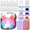 Cat Therian Mask Set Blank Mask Half Face Glow In Dark Fluorescence Hand Drawn Animal Mask Diy Handmade Graffiti Mask Party Gift