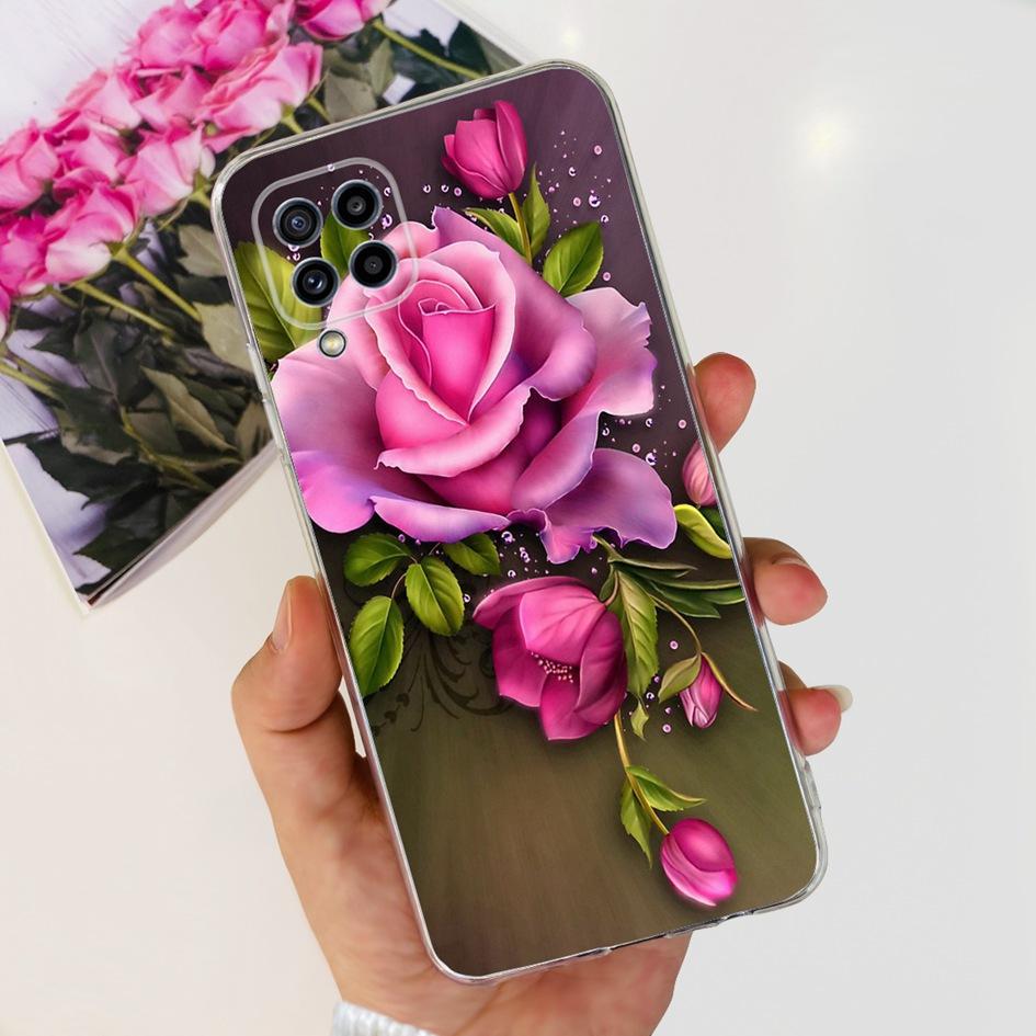 For Samsung Galaxy M32 Case SM-M325F Cover Popular Flower Clear Silicone Soft TPU Funda For Samsung M32 4G M 32 GalaxyM32 Bumper