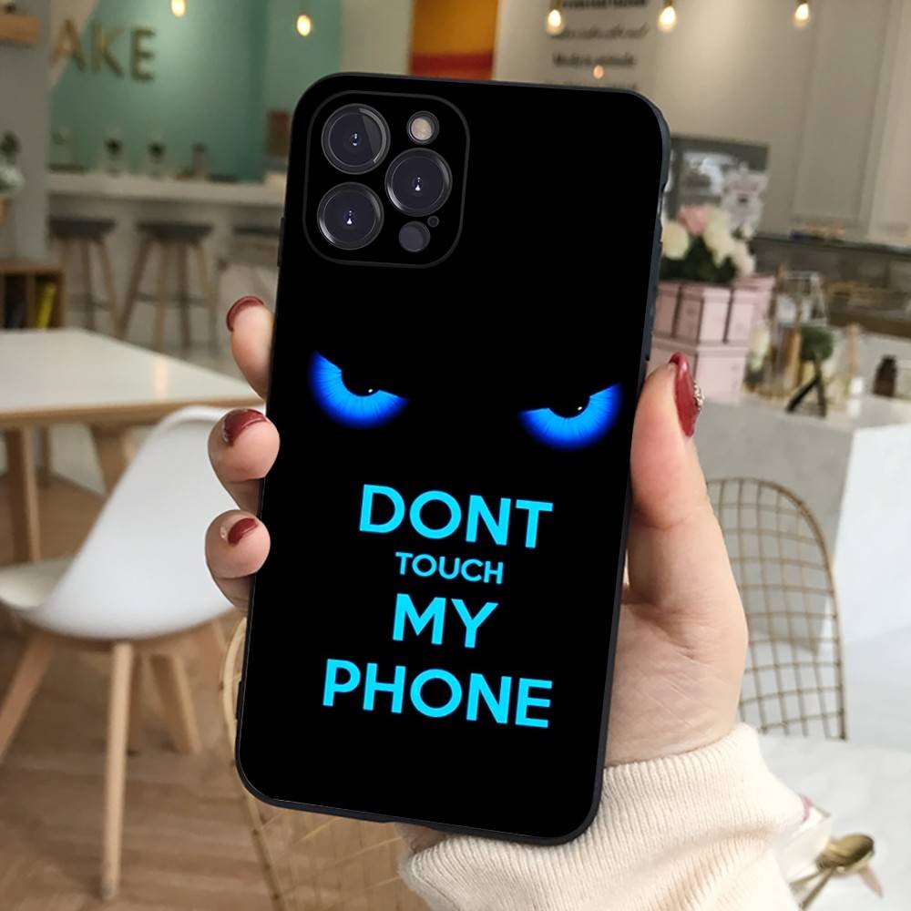 Nicht anfassen Mein Handy Muster Handyhülle Für IPhone 17 16 15 14 13 12 11 Pro Max Plus Mini Weiche Schwarze Hülle