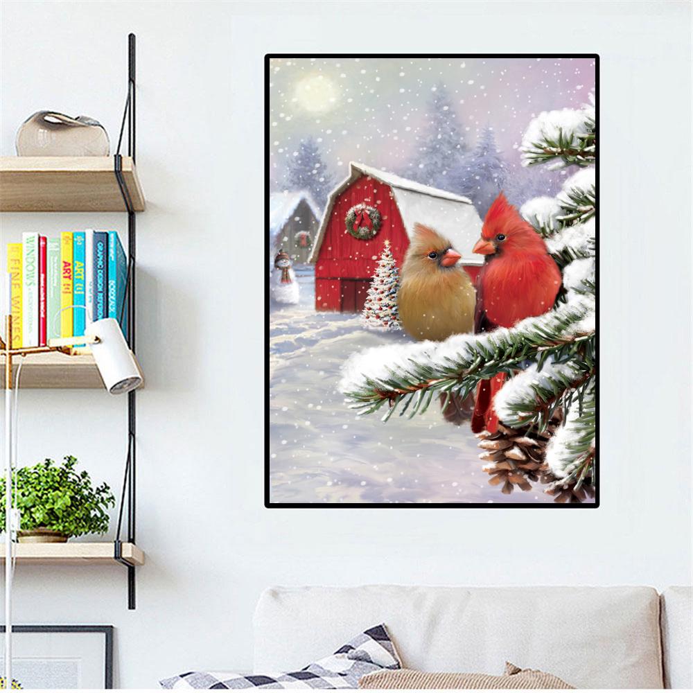 DIY 5D Mosaic Handmade Diamond Painting Cross Stitch Diamond Embroidery Winter Christmas Bird Water Diamond Art