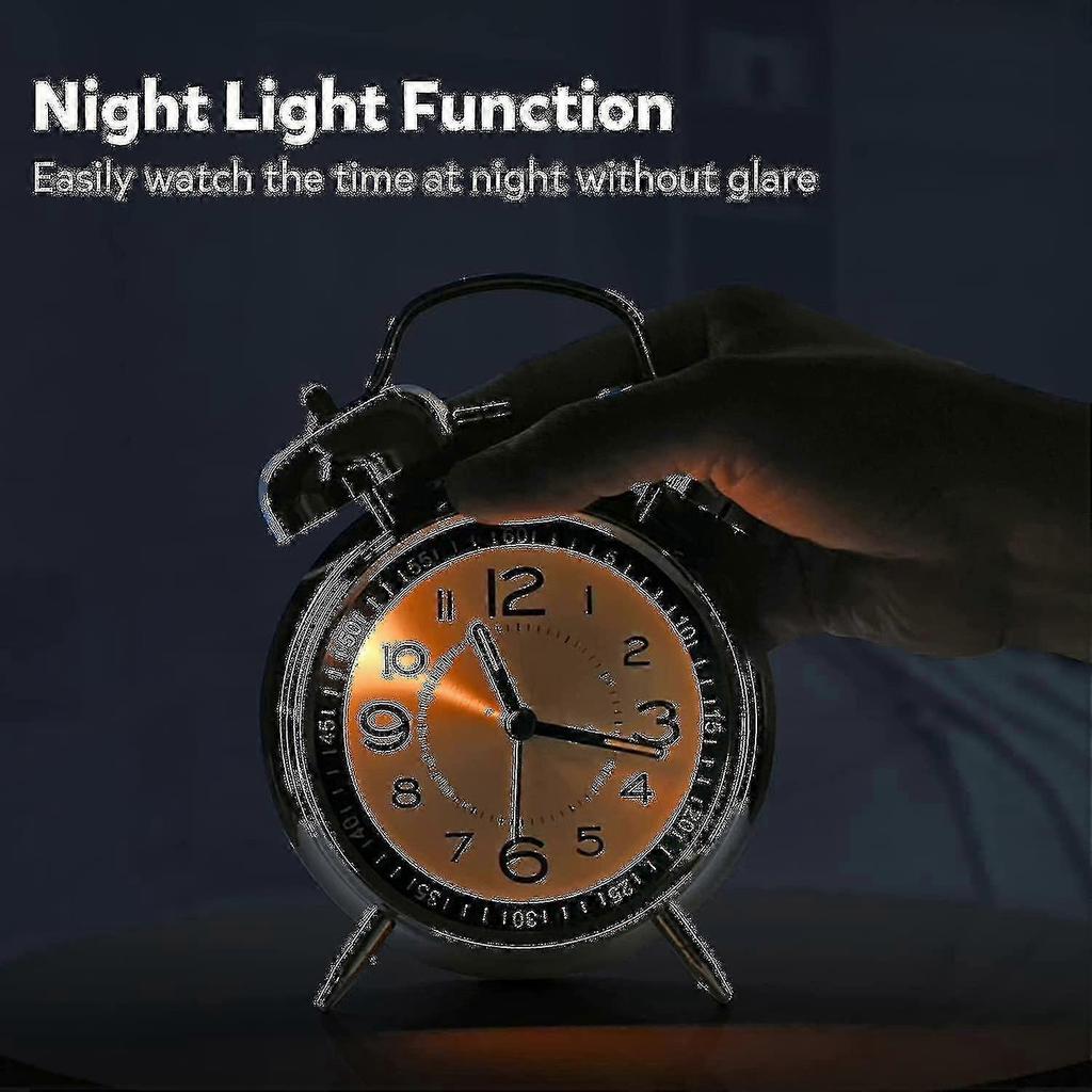 Loud Alarm Clock For Heavy Sleepers Adults,4 Inch Silent Non-ticking Quartz With Backlight,twin Bell (blue) - RiRi