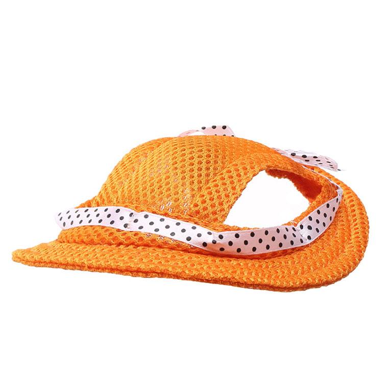 

1pc Cute Breathable Pet Hat – Round Mesh Polka Dot, Princess Sun Hat for Cat & Teddy Dog помаранчевий