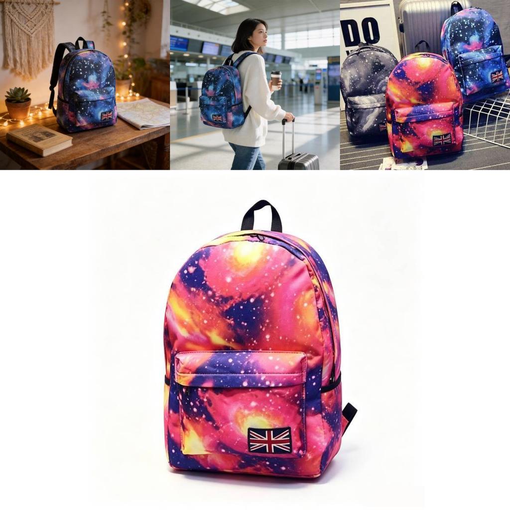 Space Galaxy Canvas Backpack Travel Rucksack With Large Capacity For Outdoor Use