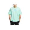 Adidas Neo Logo Print Crew Neck T-Shirt Unisex Tops Green HS8840