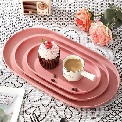 4Pcs Plastic Coffee Tray, Oval Food Serving Plate with Smooth Surface for Household Dessert Anti-fall Tray Afternoon Tea