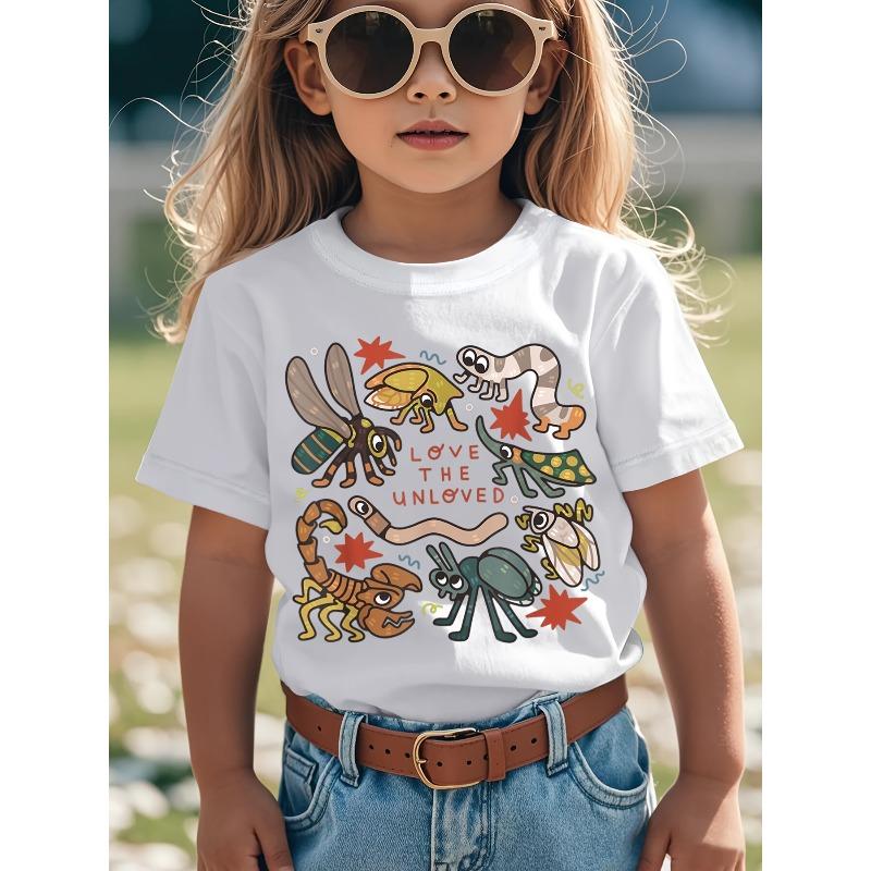 European sizes Love The Unloved Insects Worm Scorpion QuoteNovelty Aesthetic Graphic Kids Clothes Girls PopularGirls Clothes Trendy 110 белый