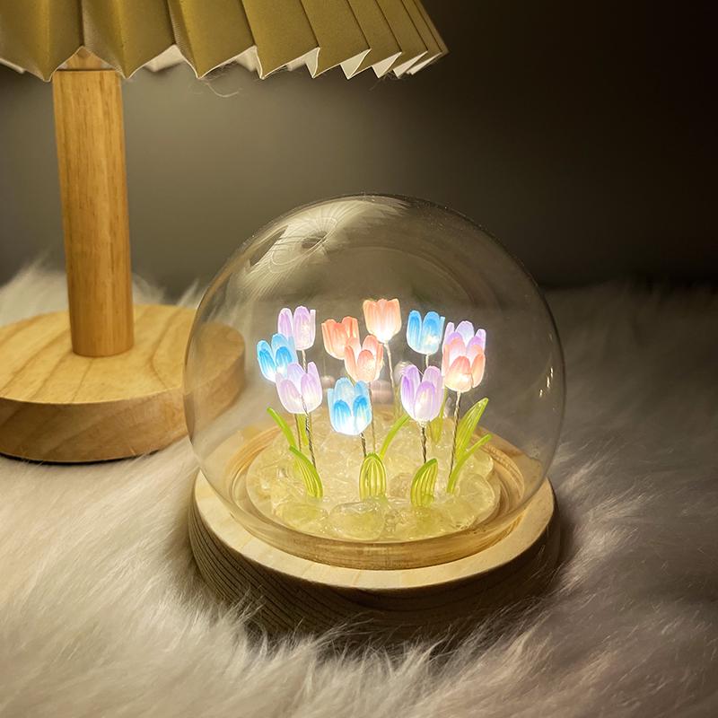 DIY Tulip LED Night Light Kit - Handmade Bedroom Ornament for Qixi Festival or Birthday Gift
