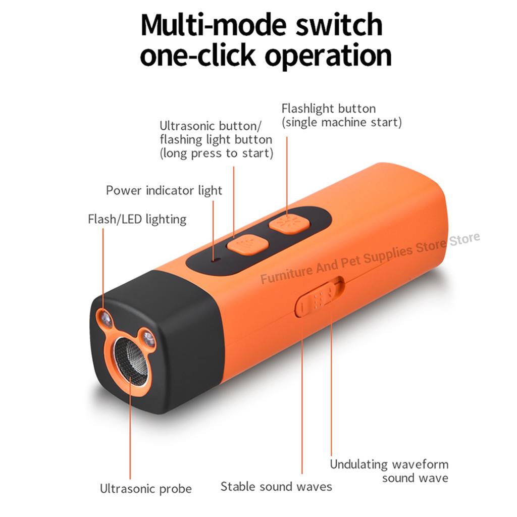 Nuovo Repellente per Cani da Compagnia Dispositivo di Addestramento per Cani Ultrasonico Ricaricabile Stop-Barking Deterrente Anti Abbaio con Torcia LED
