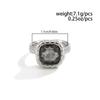 Minimalist Acrylic Rhinestone Open Ring for Women Fashion Heart Square Gray Crystal Adjustable Knuckle Ring Party Jewelry Gifts