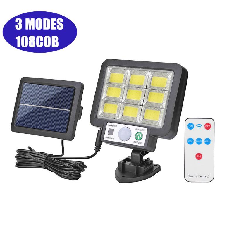 56LED/72/108/117COB solar split wandlamp 3-mode outdoor waterdichte bewegingssensor tuin noodstraatlantaarn afstandsbediening wandlamp
