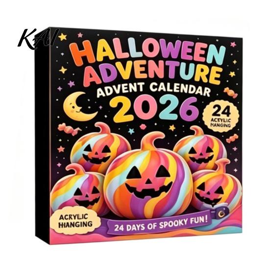 24 Day Countdown Box Halloween Ghost Advent Calendar, with Kids Board Game Accessories Figurines, Spooky Collectible Toy Set for Kids, Party