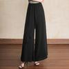 Women's Linen Blend Overlay Wide Leg Pants – High Waist Flowy Palazzo Trousers (Size 27-33)