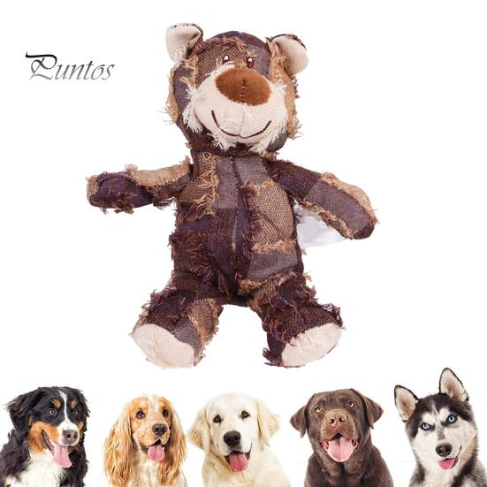 Quietschendes Plüschbärenspielzeug, unzerstörbares Bären-Hundespielzeug für aggressive Kauer, ausgestopftes interaktives Kauspielzeug, Haustierbegleiter für kleine und große Hunde