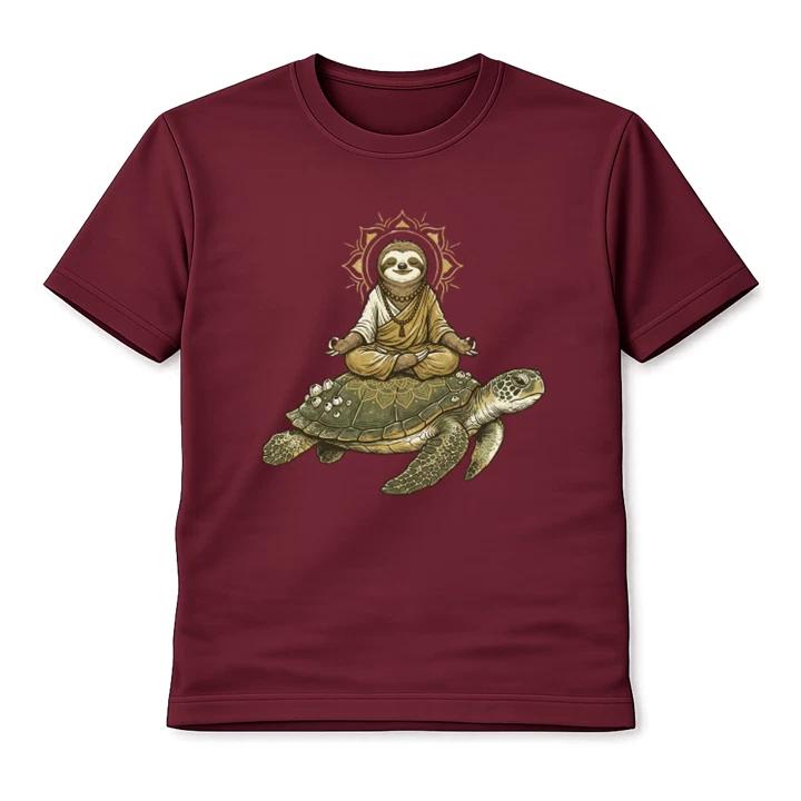 Zen Sloth Riding Turtle T-Shirt Unisex Funny Meditation Yoga Animal Graphic Tee XXXL
