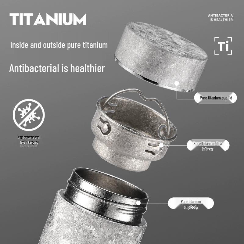 Premium Stainless Steel & Titanium Insulated Tea Infuser Cup, Double-Layer, Large Capacity, Portable for Car Use