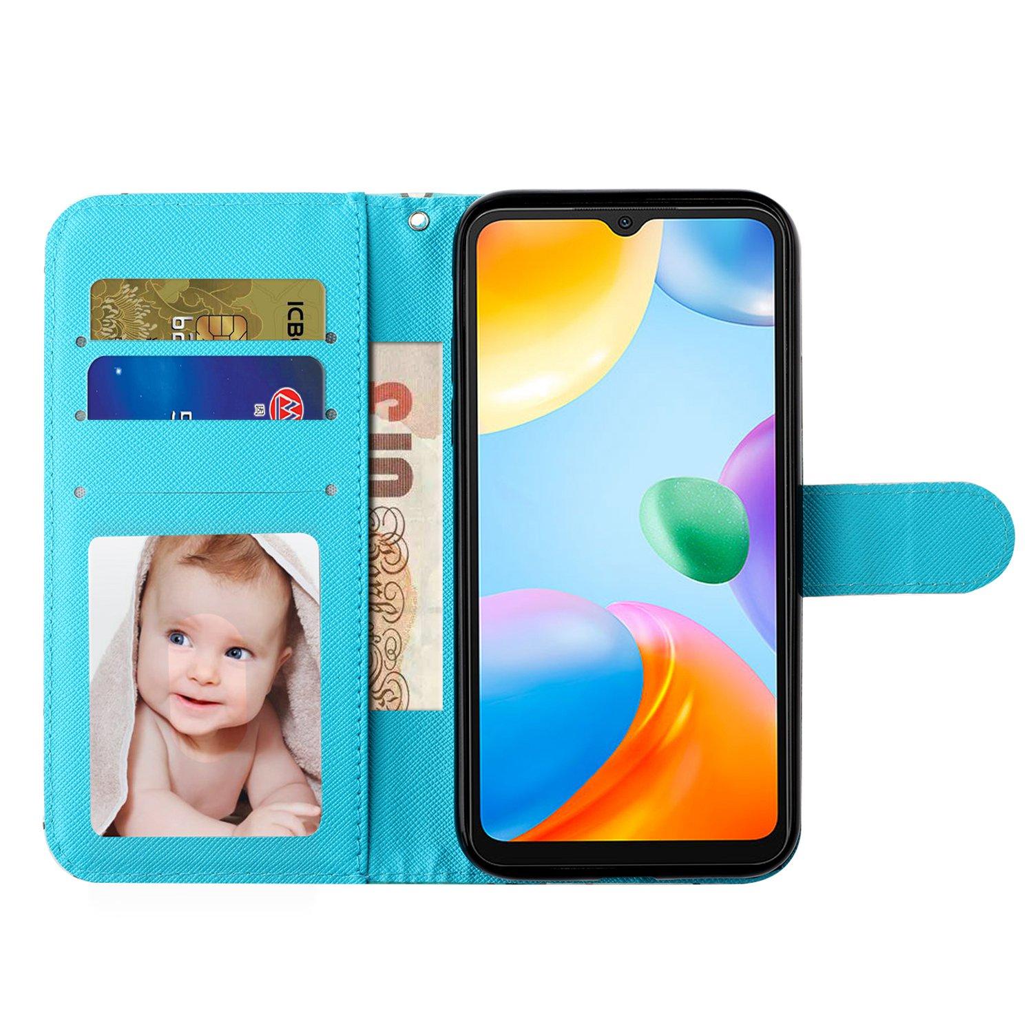 

For Xiaomi Redmi 10A PU Leather Wallet Magnetic Case 3D Pattern Printing Stand Flip Phone Cover with Strap Snow Wolf