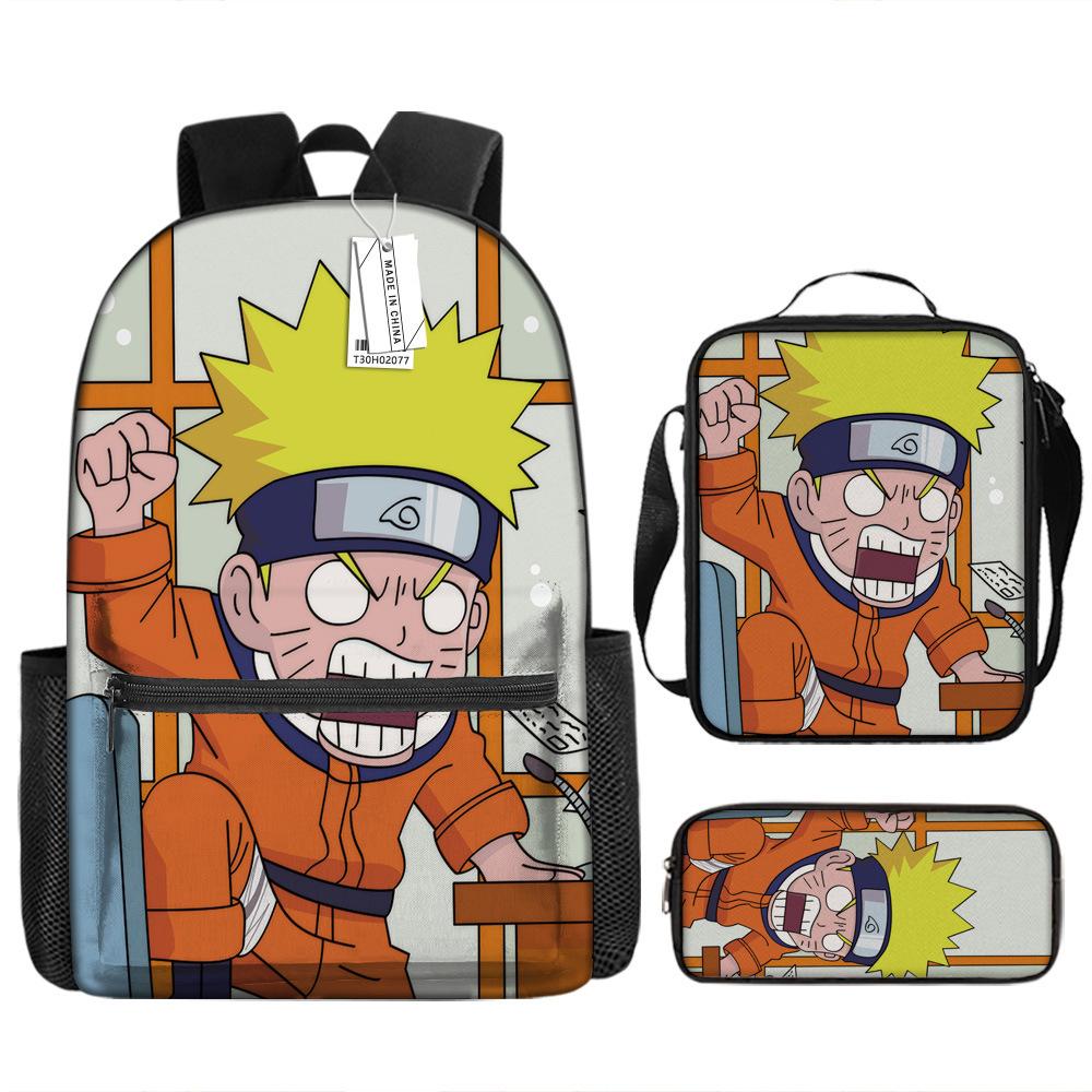 Naruto Naruto Rucksack Kakashi Naruto Uchi Grund- und Mittelschule Schultasche Kinderrucksack Dreiteiliges Set