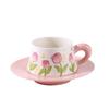 Watercolor Floral Ceramic Coffee Cup & Saucer Set