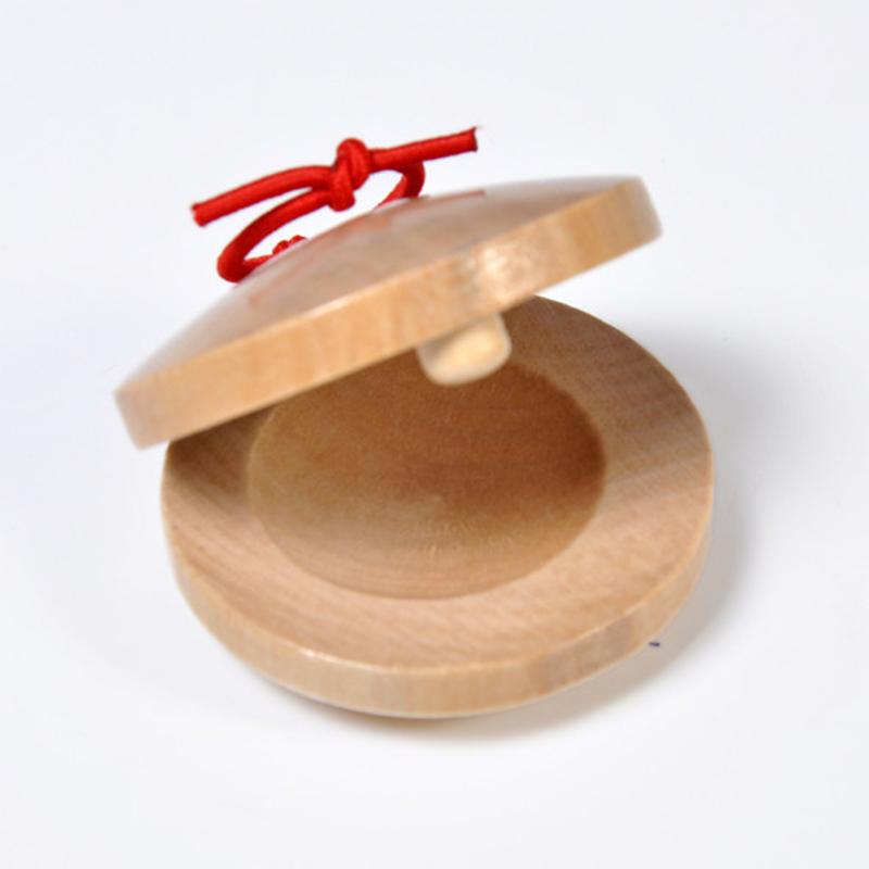 Wooden Castanets Wood Percussion Flamenco Musical Instrument Kids Toddler Toys