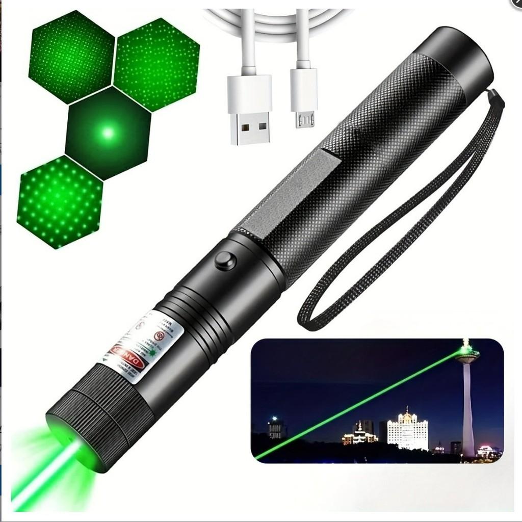 Powerful 303 Laser Pointer With Multiple Patterns For Outdoor Use In Black Aluminum Alloy