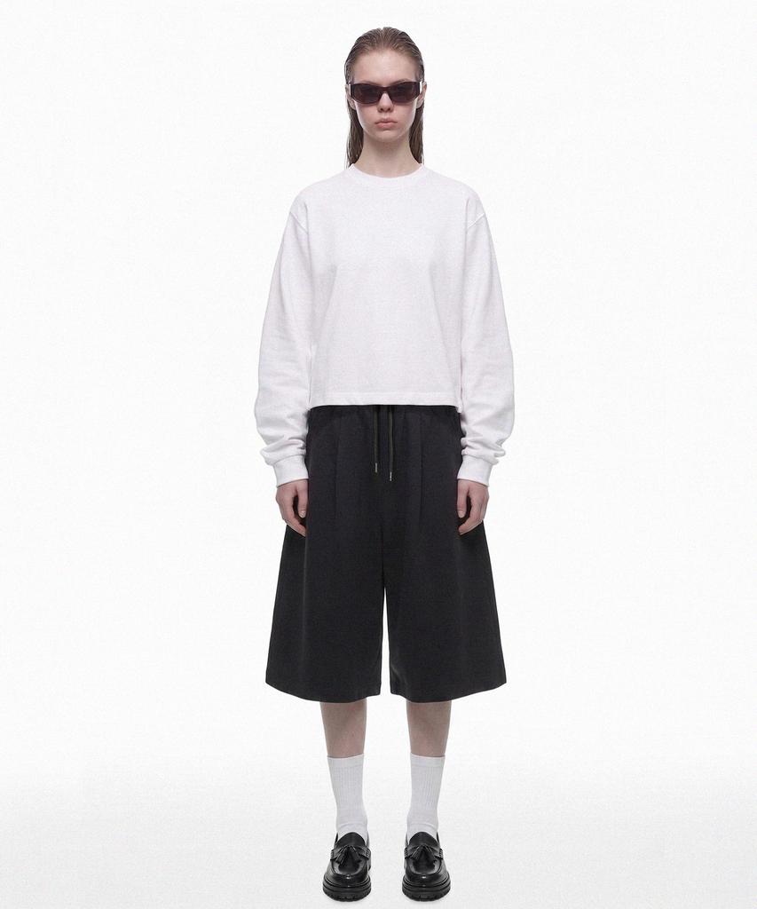 PRINOAR Single Pleated Bermuda Shorts - Black