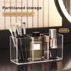 Acrylic 3-Compartment Makeup Organizer, Transparent Plastic Makeup Brush Holder, Bathroom Storage Solution for Makeup Brushes