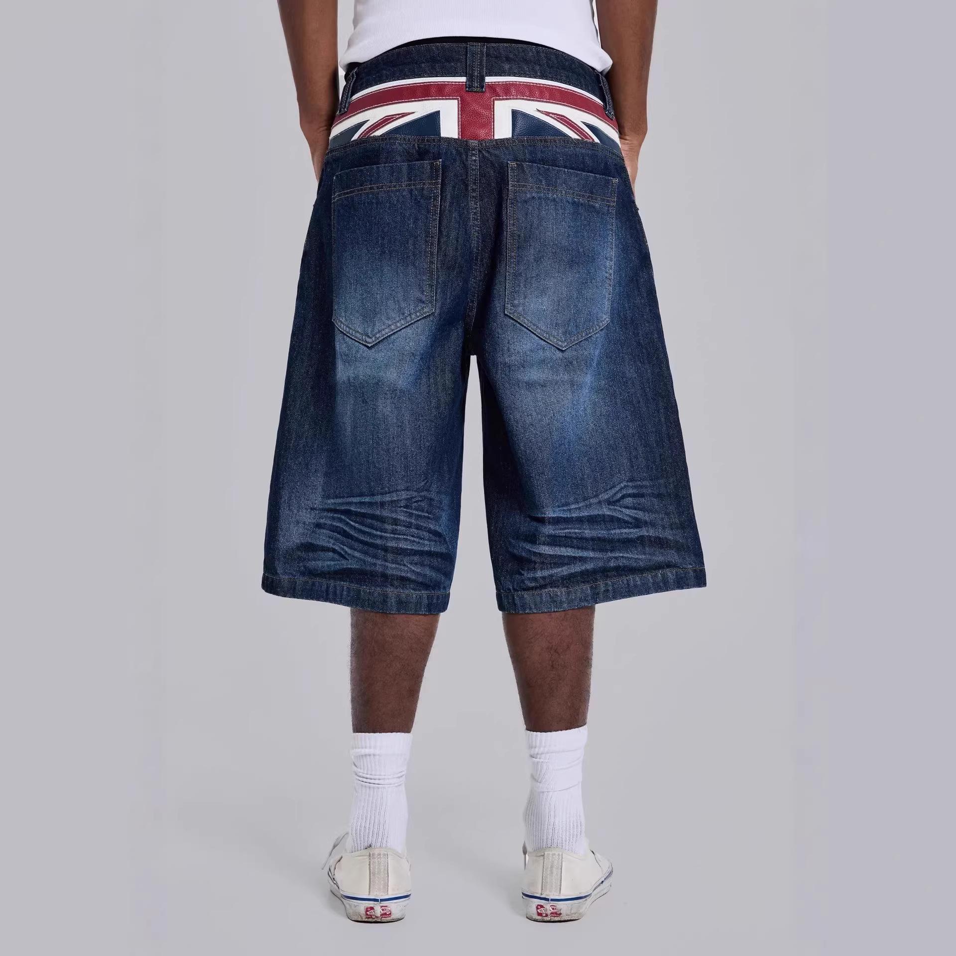 Savings Spot Unisex Y2K Retro Patchwork Wijde Pijpen Jeans - Europese & Amerikaanse Stijl, Vloerlengte L