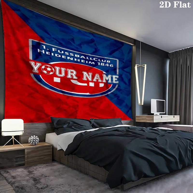 Fc Heidenheim Crest Custom Name Wall Tapestry Aesthetic Wall Hanging Printed Fabric Blanket Decorative Tapestries For Bedroom Living Room Home Decor
