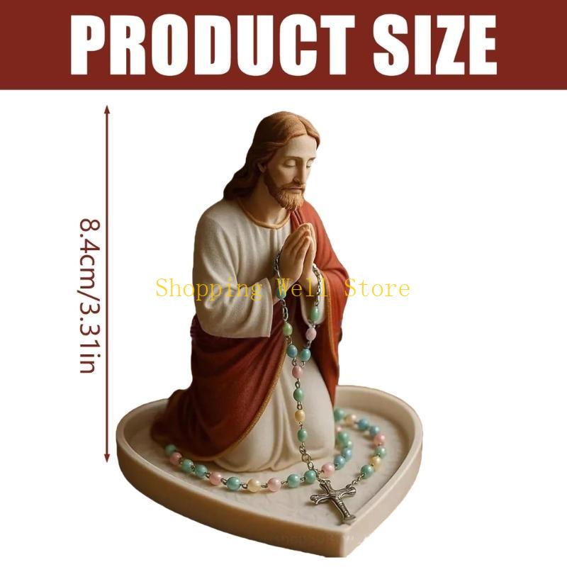 KX4B Holy Mother Father Statue Prayer Tray Resins Religious Decors Rosary Beads Jewelry Box For Home Church Or Gift Giving