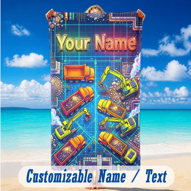 Adventure Journey Theme Beach Towel Personalized Custom Name & Text Soft Quick Dry Beach Towel for Swimming Travel