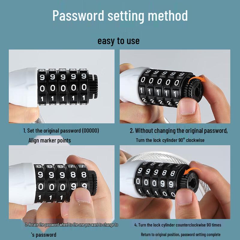 WEST BIKING Portable 5-Digit Password Bike Cable Lock
