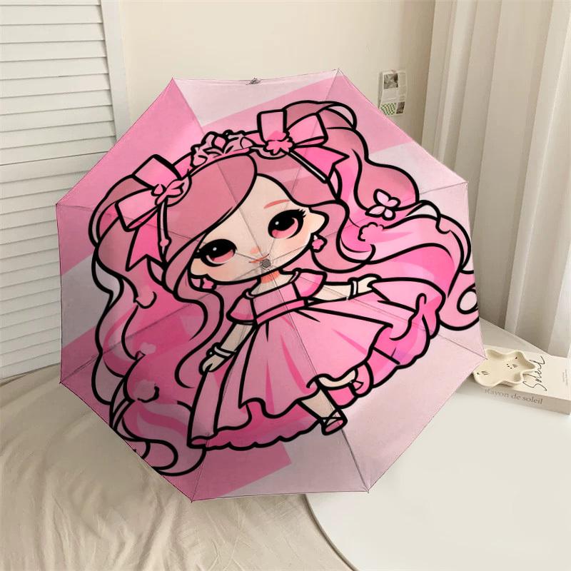 1pc Pink Princess Pattern Umbrella Design Automatic Opening and Closing Umbrella, High-quality Travel Umbrella,  c1128274