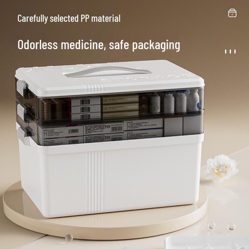 Portable Large-Capacity Multi-Layer Medical Storage Box for Family Use