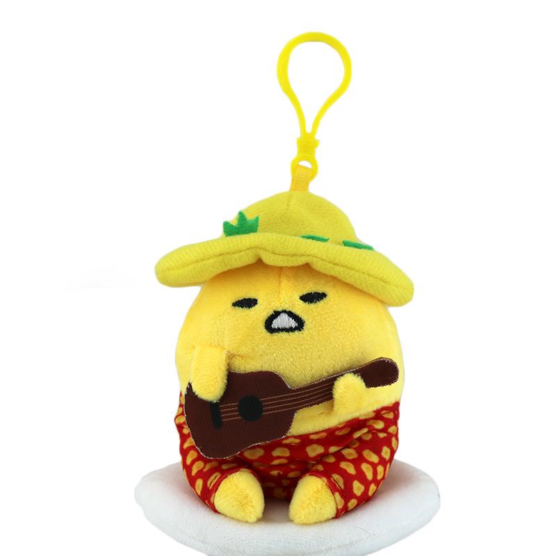 Cute Cartoon Hawaii Guitar Lazy Egg Plush Toy Eggyolk Doll Holding Sign Soft Stuffed Animal 20cm