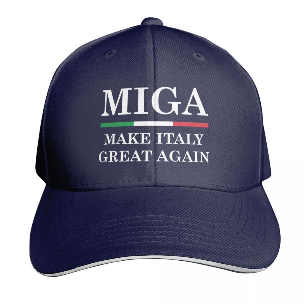 Make Italy Great Again MIGA Baseballkappe Snapback Flacher Schirm Strapback Dad Hat Sechs Bahnen Strukturierte Krone