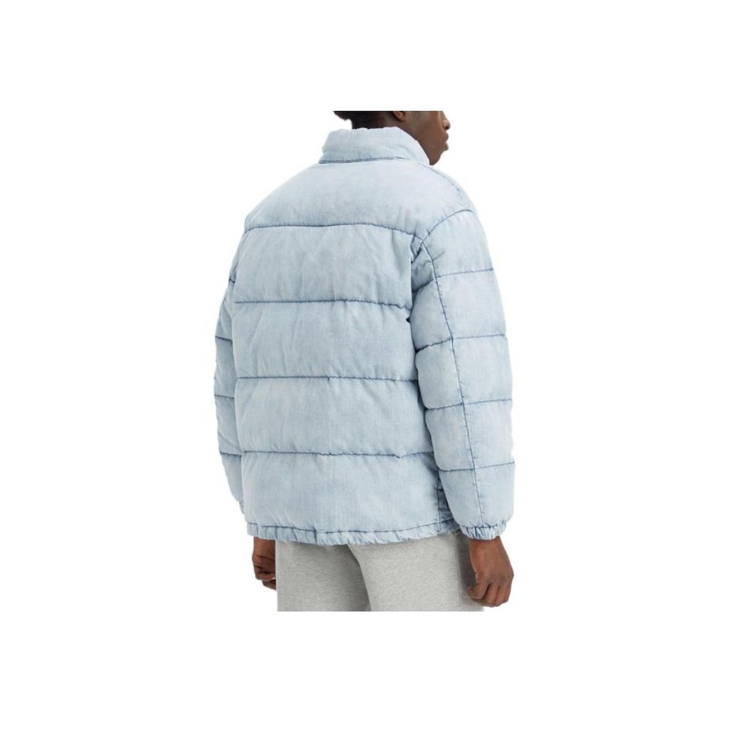 Chaqueta Plumífera para Hombre Levis Color Sólido Cierre Cremallera Cuello Mao Ropa Exterior Azul A5803-0000