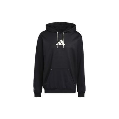 adidas Logo Pullover Hoodie Men Tops Black HC7674