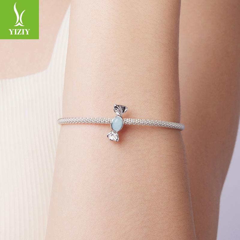 S925 Sterling Silver Sweet Candy Beaded Accessories Romantic Surprise Tianhe Stone Bracelet Beads