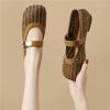 Genuine Leather Woven Hollow Women's Shoes Flat Toe Half Slippers Women's Summer Wear New Style with Skirts Fashion Sandals Slippers