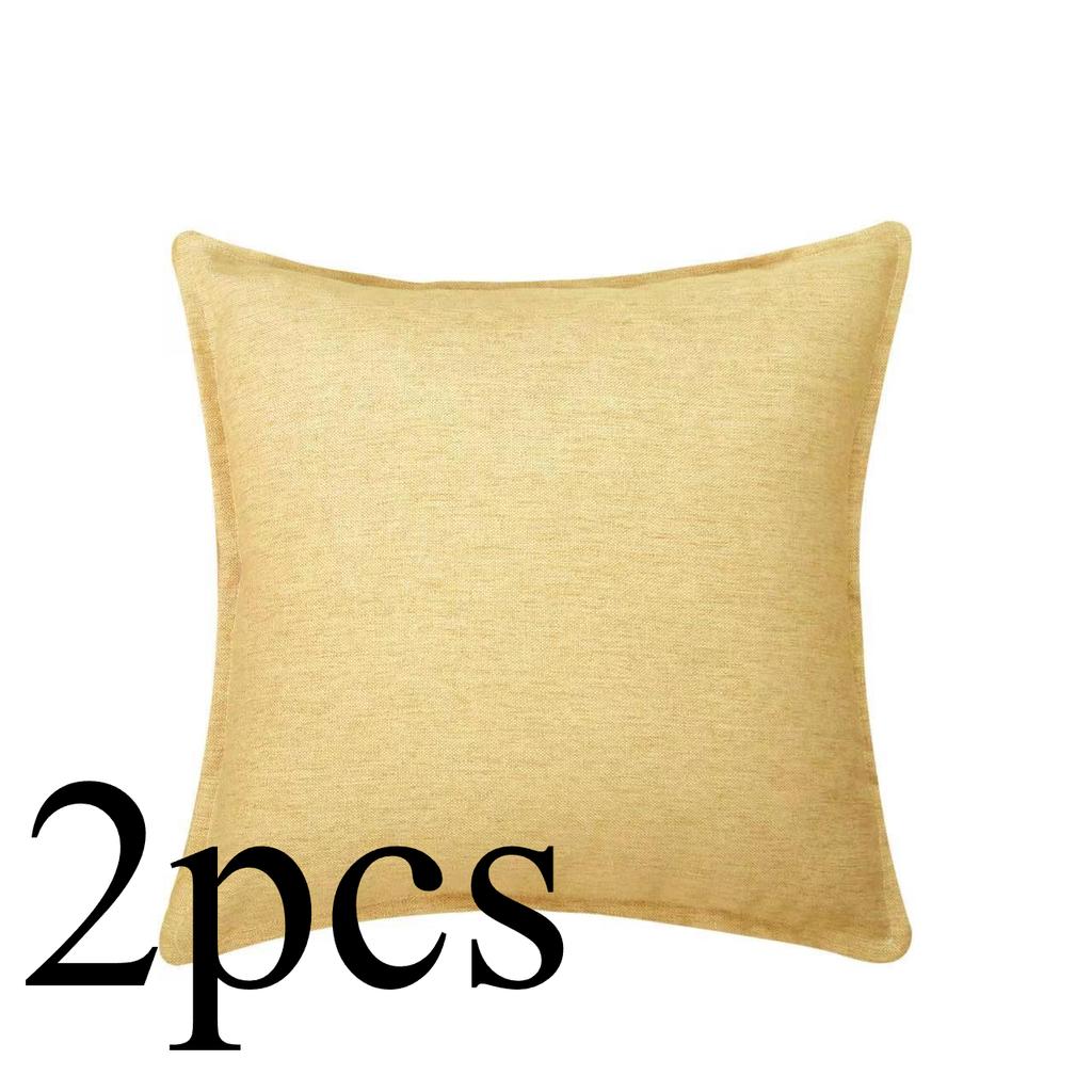 2 STÜCKE/SET Streng Ausgewähltes Kissen mit Saum in Leinenoptik, Kissenbezug für Wohnzimmer, Sofa, Bettwäsche, Unifarbener Kissenbezug ohne Kissenfüllung