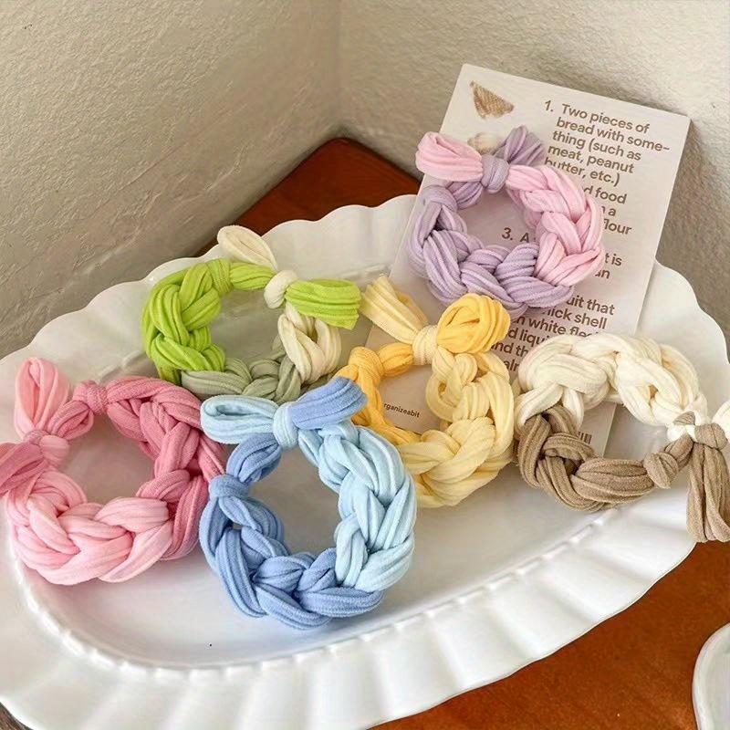 5pcs Korean High Elasticity Color Woven Headband, Durable Bow Headband, Daily Wear Headband