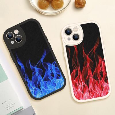 Coque de téléphone artistique personnalité flamme pour Iphone 13 12 11 14 Pro MAX MiNi 7 8 14 Plus X XS XR 13 Pro Housses protectrices en peau d'agneau