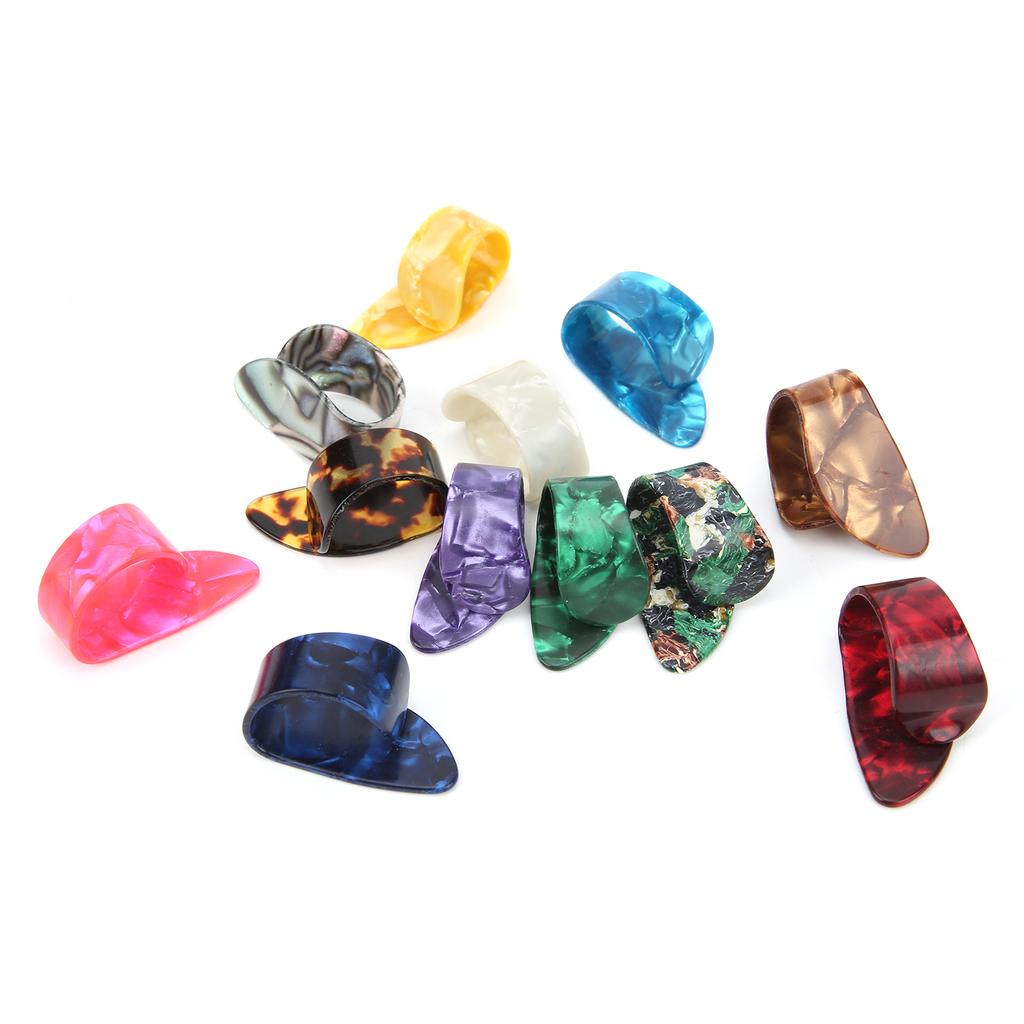 12Pcs Guitar Thumb Pick Celluloid Finger Picks Replacement Instrument Playing Accessories