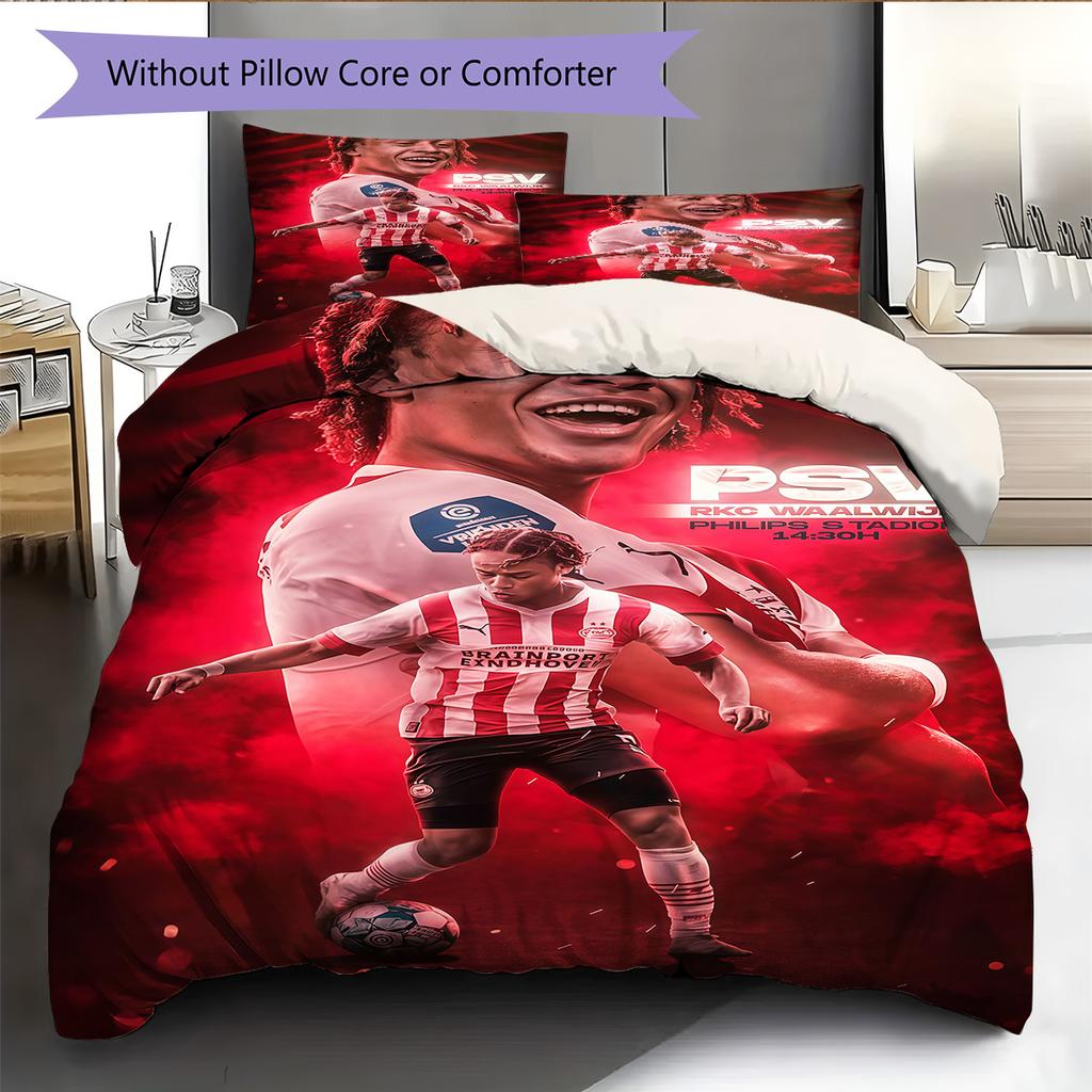 PSV Eindhoven Pattern Bedding Quilt Set Quilt Cover Pillowcase Home Decoration Birthday Gift (1 * duvet cover + 2 * pillowcase, without core)