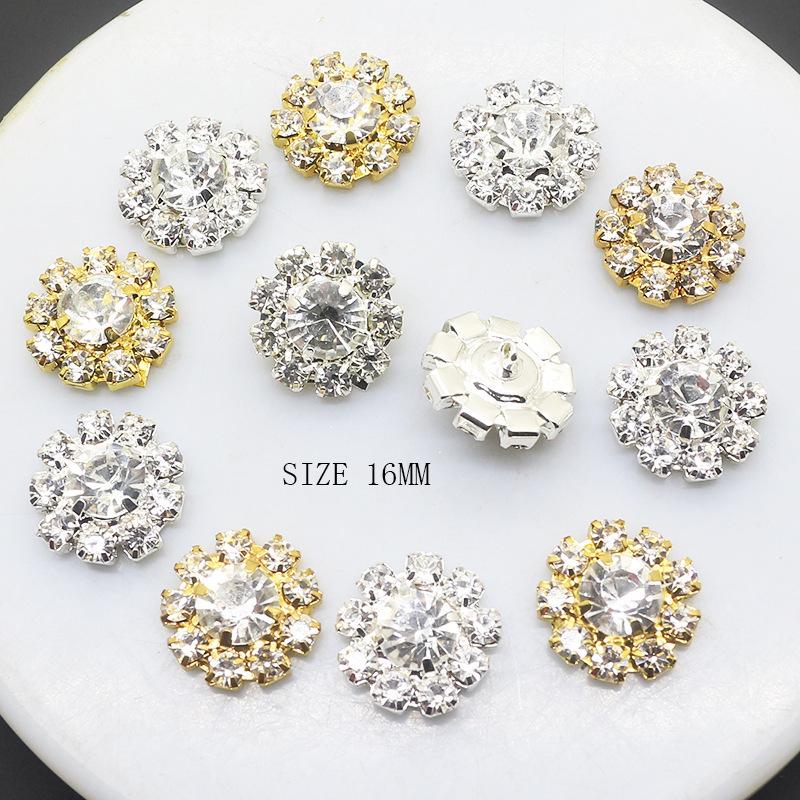 10Pcs Exquisite Small Metal Rhinestone Sewing Accessories Buttons Diy Wedding Dress Headwear Gift Box Decorative Accessorie 16MM