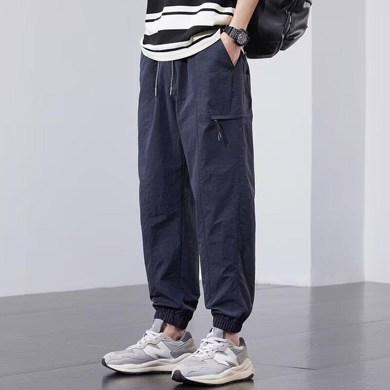 

Tie toe overalls men s summer new trendy brand ruffian handsome loose casual M синий