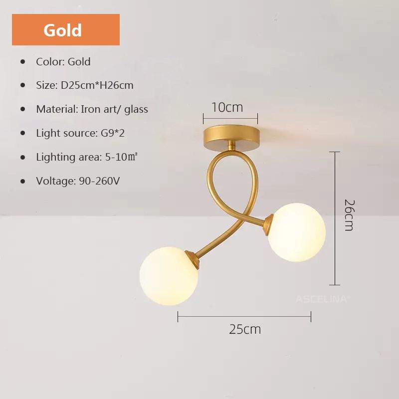 Modern Glass Ceiling Light Minimalist Black Gold 1/2 Heads Indoor Lighting For Hallway Aisle Balcony Entryway Cloakroom Fixtures