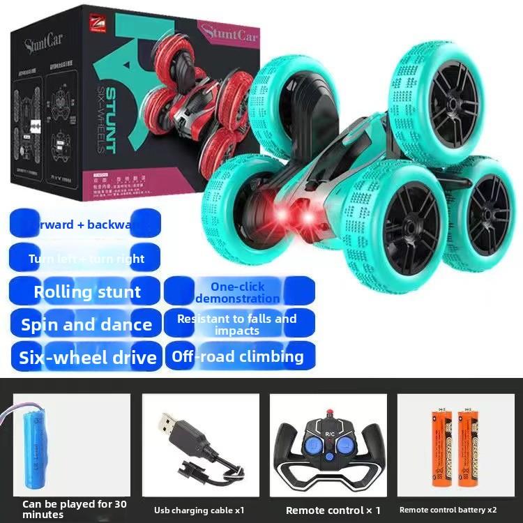 Wireless Remote Control Six-wheel Dump Truck, Six-wheel Drive, 360-degree Rotation, Double-sided Driving, Stunt Climbing, Off-road Vehicle with Lights