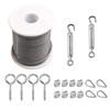 Stainless Steel Wire Rope Hanging Kit for Outdoor String Lights with Thimble Hook & Tension Cable Railing Set.